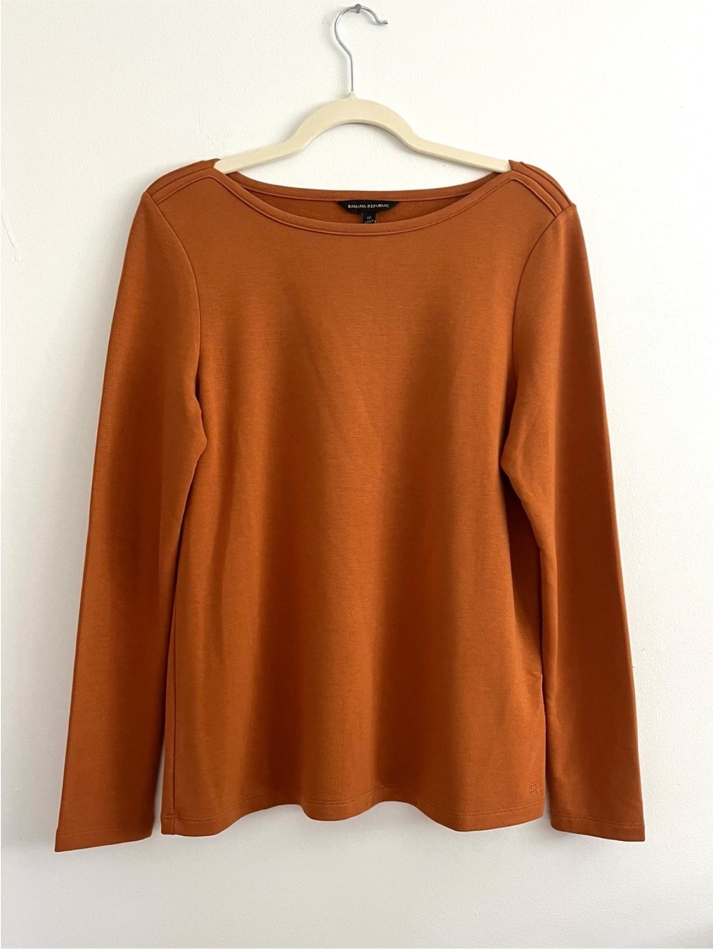 Banana Republic Boatneck Long-Sleeve Terracotta Soft Classic Basic Shirt Top M